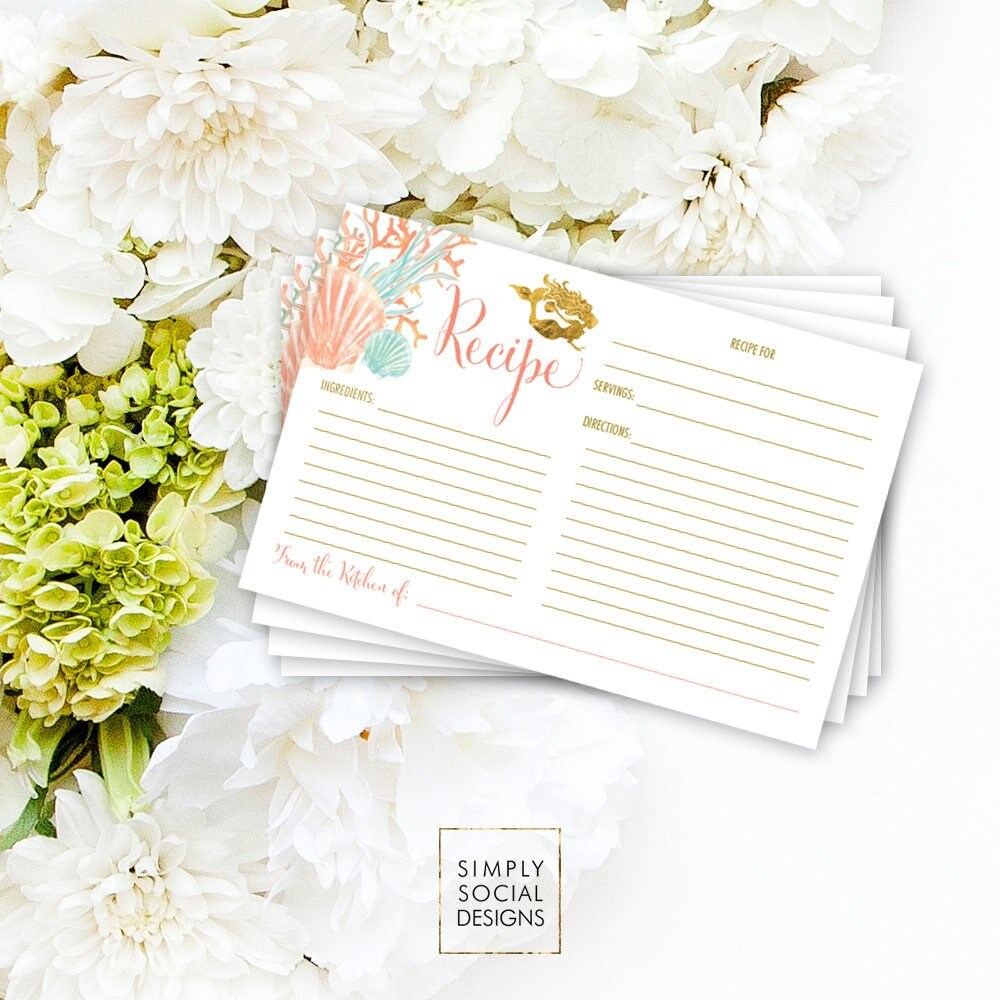 Instant Bridal Shower Recipe Card Under The Sea Gallery Photo