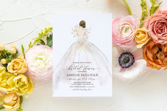 wedding dress bridal shower invitations Wedding Dress Bridal Shower Invitations
