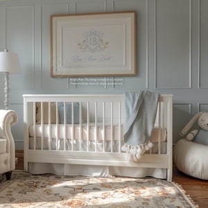 Rocking Horse Nursery Print | Grandmillennial Baby Boy Monogram image 11