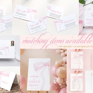 Display Shower Insert Printable - Girl Baby Shower - Pink Heirloom Bow ...
