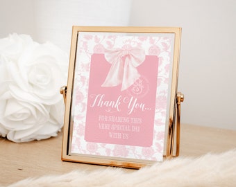 Pink Chinoiserie Baby Shower Thank You Sign (Printable 8x10)