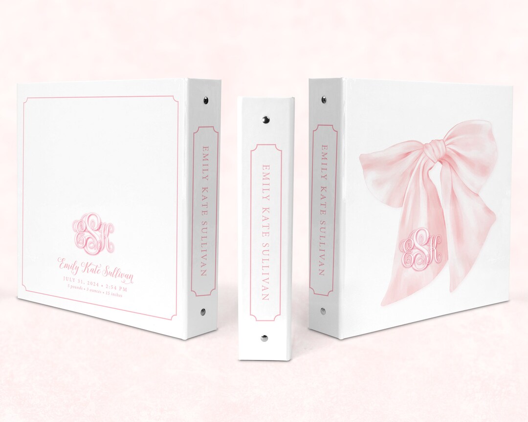 Pink Bow Baby Book Binder Newborn Memory Book Blank Baby Book Custom 3