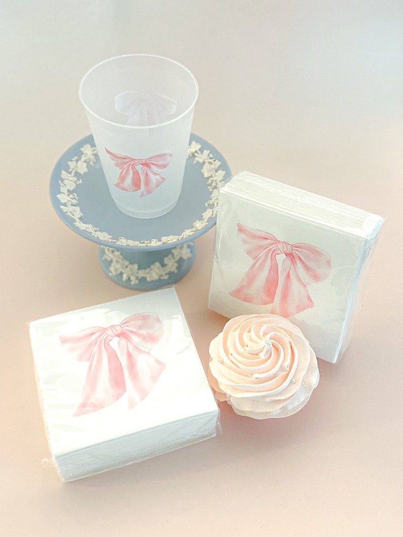 Pink Bow Cocktail Napkins for Baby Girl Shower Bridesmaids Etsy
