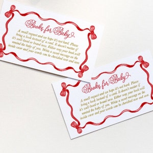 Cartes à insérer pour la fête prénatale de Noël - Livres pour bébé avec noeud rouge à imprimer