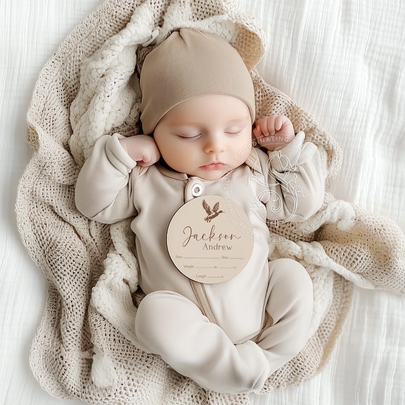 Mallard Duck Baby Boy Name and Birth Stats Announcement Sign for Hospital image 4