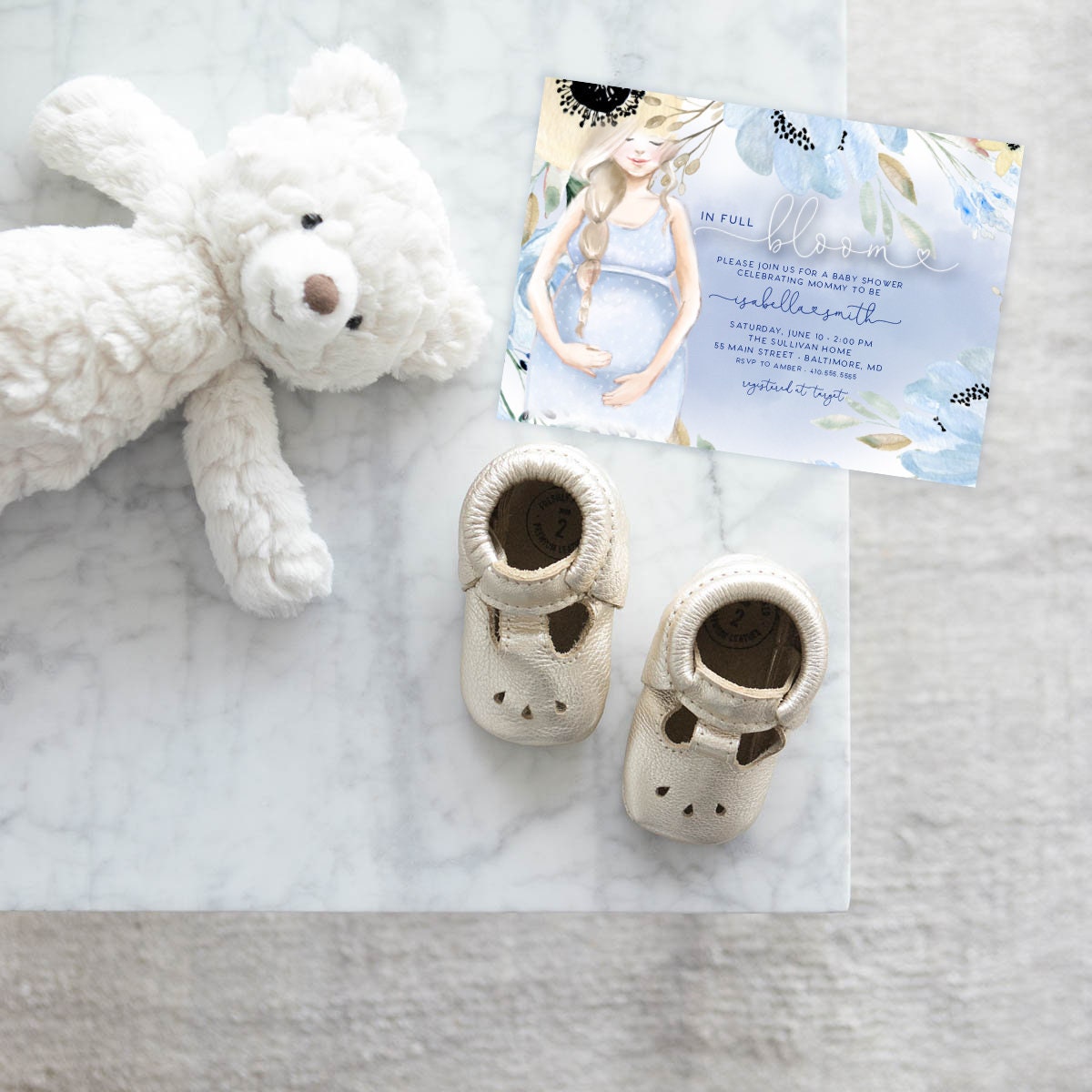 Blue In Full Bloom Baby Shower Invitation It S A Boy Watercolor Flowers Blue In Full Bloom Baby Shower Invitation It S A Boy Watercolor Flowers