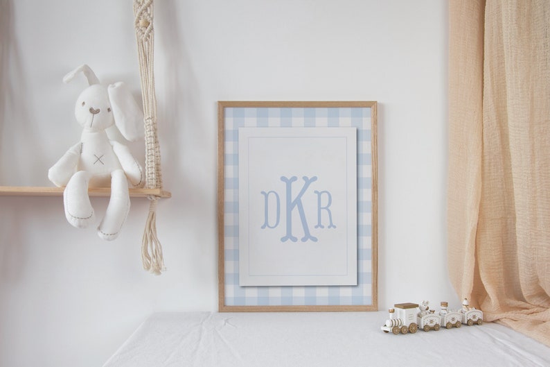 Fishtail Monogram Wall Art for Baby Boy Nursery Soft Blue Etsy