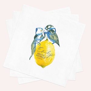 Lemon Napkins for Bridal Shower - Printed Paper Napkins - Personalized Napkins for Lemon Party - Custom Cocktail Napkins - Luncheon Napkin