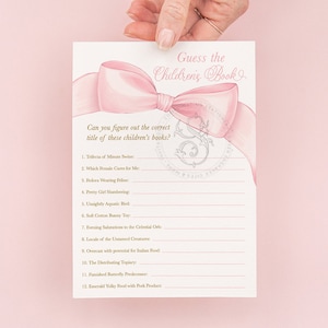 Devinez le livre pour enfants jeu baby shower avec noeud rose - Baby shower fille - Saupoudrer pour bébé fille