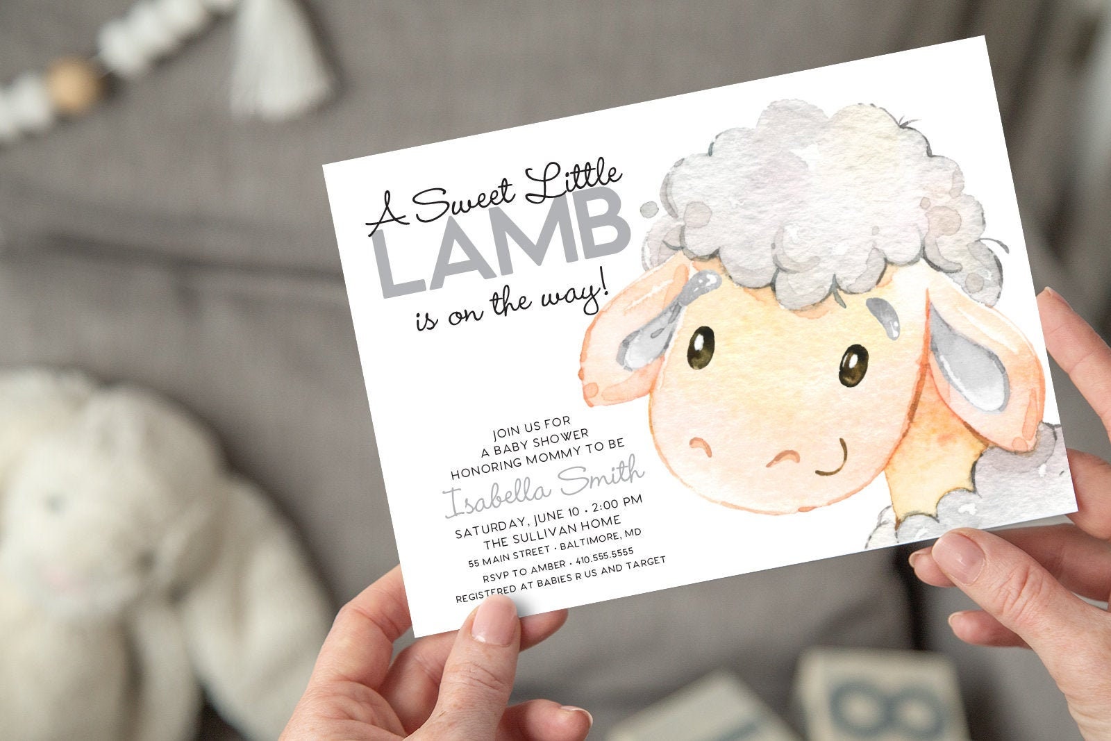 Little Lamb Baby Shower Invitation Etsy