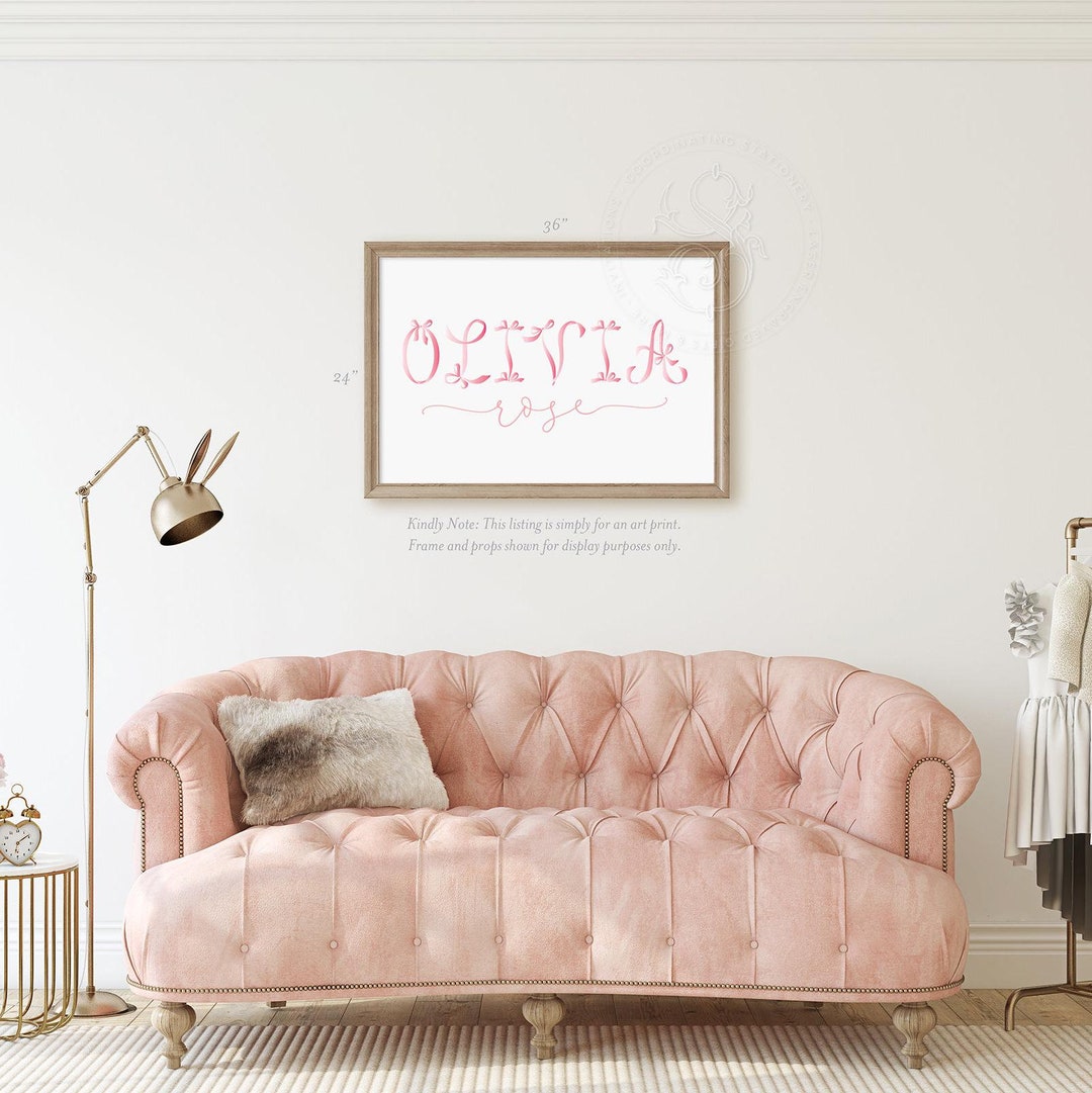 Girl Name Wall Art Nursery Personalized Pink Bow Coquette Girl Room