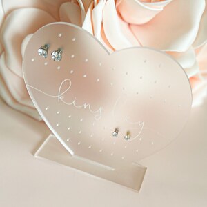 Personalized Heart Stud Earring Holder: Acrylic Jewelry Organizer