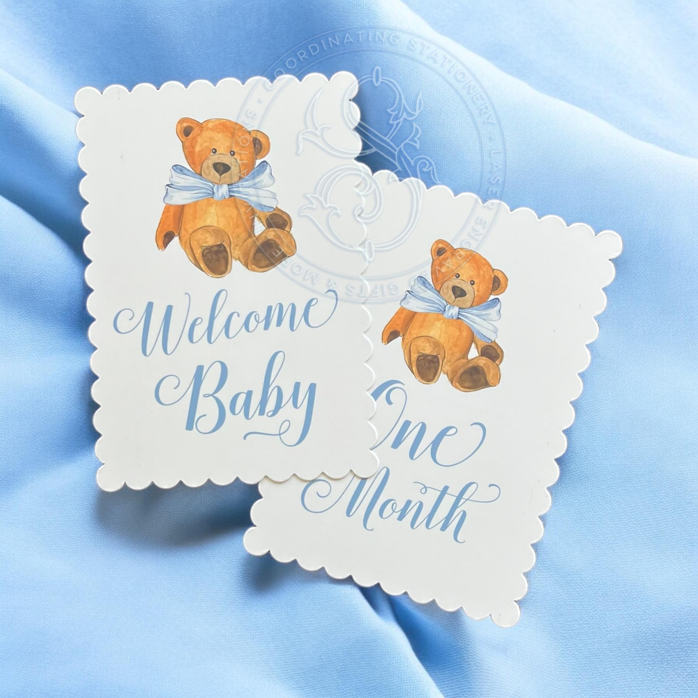 Teddy Bear Baby Milestone Cards: Blue Keepsake Photo Props - Etsy
