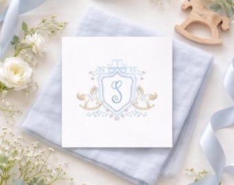 Rocking Horse Baby Shower Napkins: Custom Monogrammed Paper Napkins