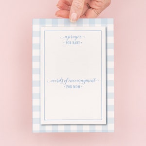 INSTANT DOWNLOAD - Prayers and Words of Encouragement Cards with BLUE Gingham - Boy Baby Shower Printable 5x7