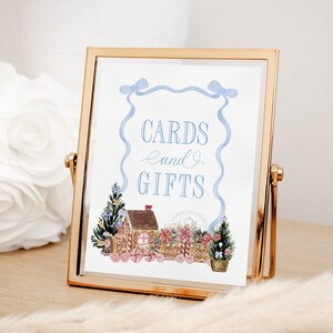 Kaarten en cadeaus bord voor babyshower Afdrukbaar met lijst met rode strik - afdrukbaar 8 x 10 - babystrooisel - jongen Verjaardagsfeestje december