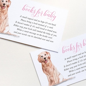 Livros de chá de bebê Golden Retriever para inserir cartão de bebê - Chá de bebê de menina - Traga um livro em vez de um cartão - Imprimíveis DOWNLOAD INSTANTÂNEO