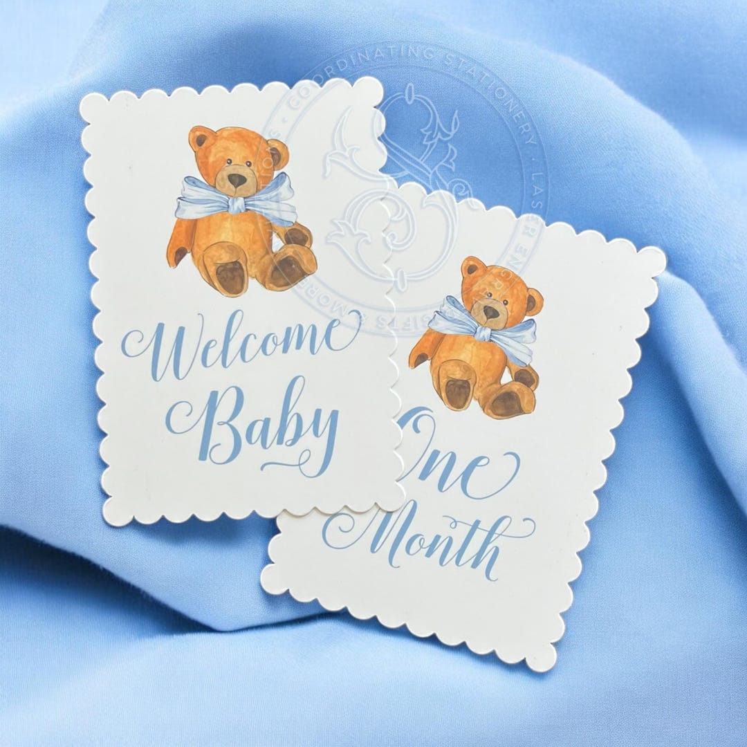 Teddy Bear Baby Milestone Cards: Blue Keepsake Photo Props - Etsy
