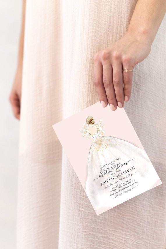 bridal shower wedding dress invitations Wedding Dress Bridal Shower Invitation: Elegant Celebration
