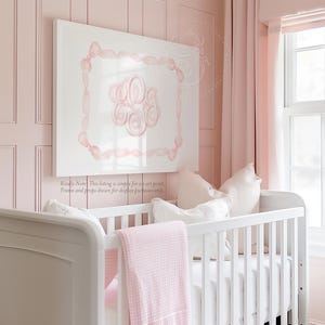 Girl Crest Wall Art Nursery Monogram Monogram Nursery, Watercolor Pink Bow Monogram, Girl Room Decor, Baby Girl Nursery, Grandmillenial
