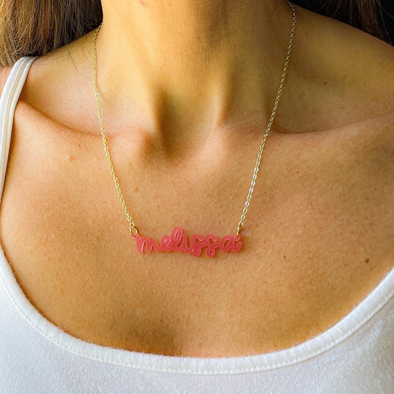 Personalized Plastic Nameplate Necklace 