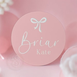 Ribbon Bow Name Sign Personalized Hospital Birth Announcement, Baby Gift, Baby Photo Prop