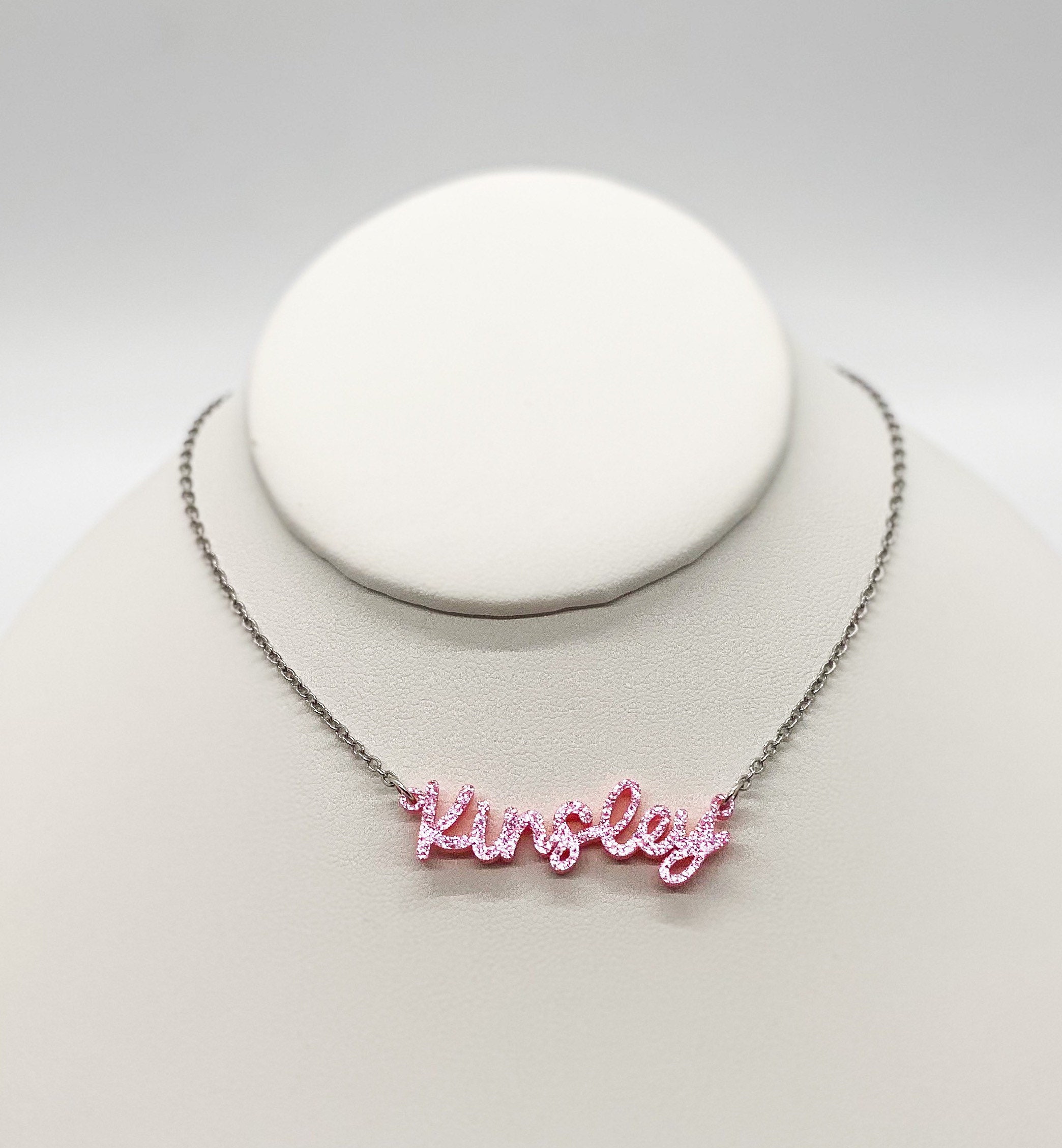Pink name sale necklace