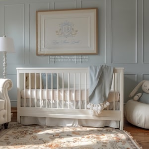Rocking Horse Nursery Print | Grandmillennial Baby Boy Monogram image 12