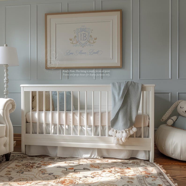 Rocking Horse Nursery Print | Grandmillennial Baby Boy Monogram image 12
