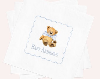 Teddy Bear Baby Shower Personalized Napkins - Printed Paper Napkins - Custom Napkins for Baby Sprinkle - Custom Cocktail Napkins