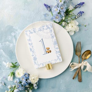 Table imprimable 5 x 7 pouces, numéros 1-10 - Panneaux pour baby shower ours en peluche - Saupoudrer bébé garçon