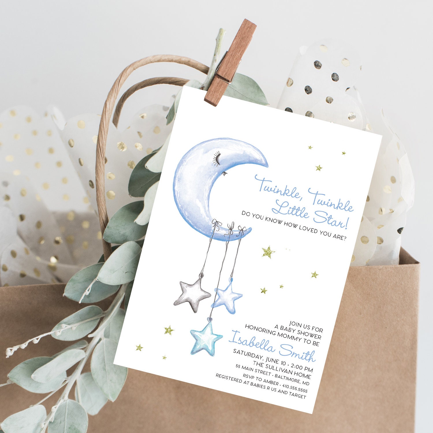 twinkle twinkle little star invitations boy