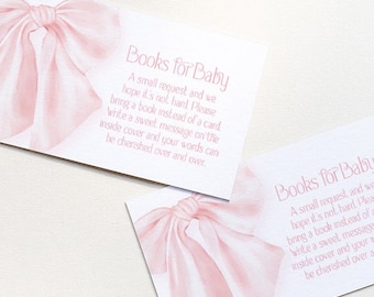 Pink Bow Books for Baby Insert Cards: Girl Baby Shower (Printable)