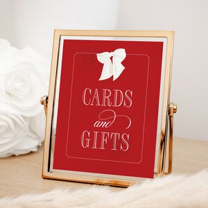Kaarten en cadeaus bord voor rode strik meisje babyshower afdrukbare 8 x 10 - babymeisje strooi - verjaardagsfeestje meisje december