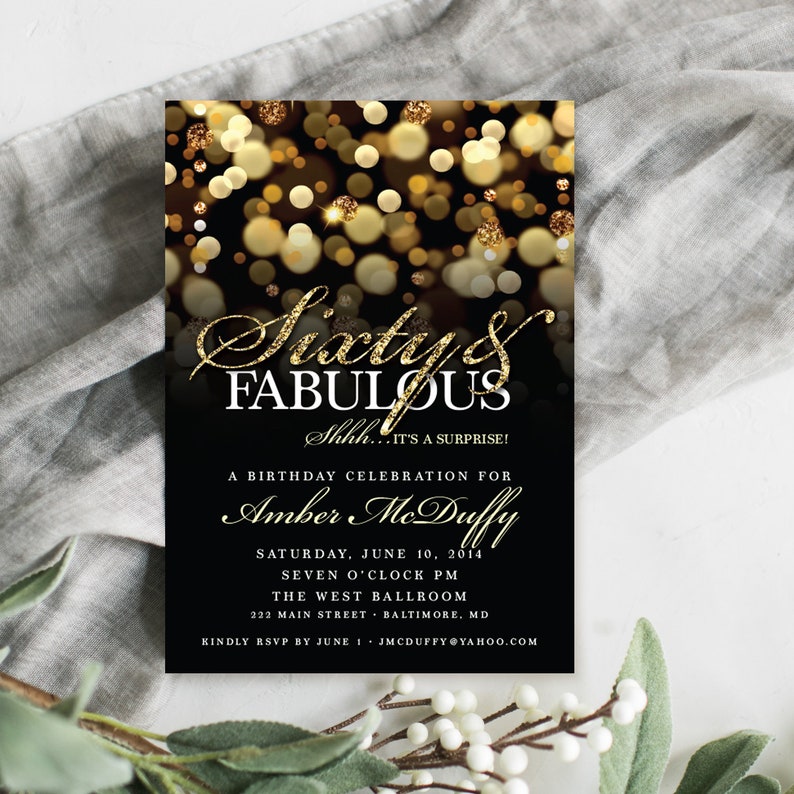 Surprise 60th Birthday Party Invitation With Gold Glitter - Etsy