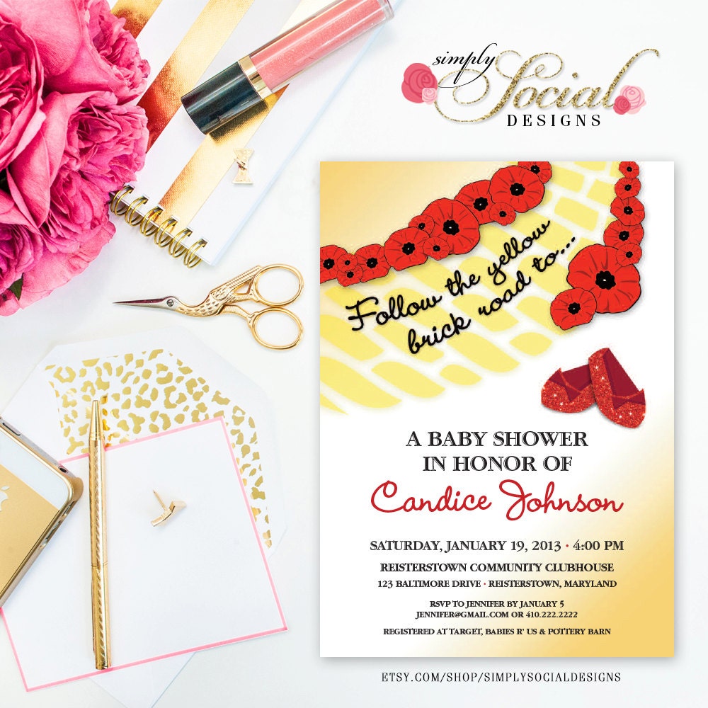 wizard of oz baby shower invitations