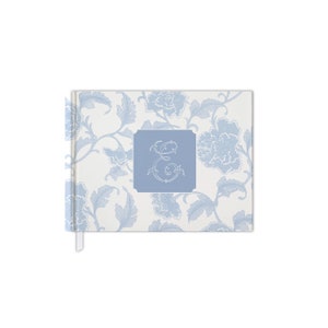 Blue Chinoiserie Bridal Shower Guest Book, Baby Shower Guest Book, Chinoiserie Blank Book, Custom Initial Guestbook, Monogram Guestbook