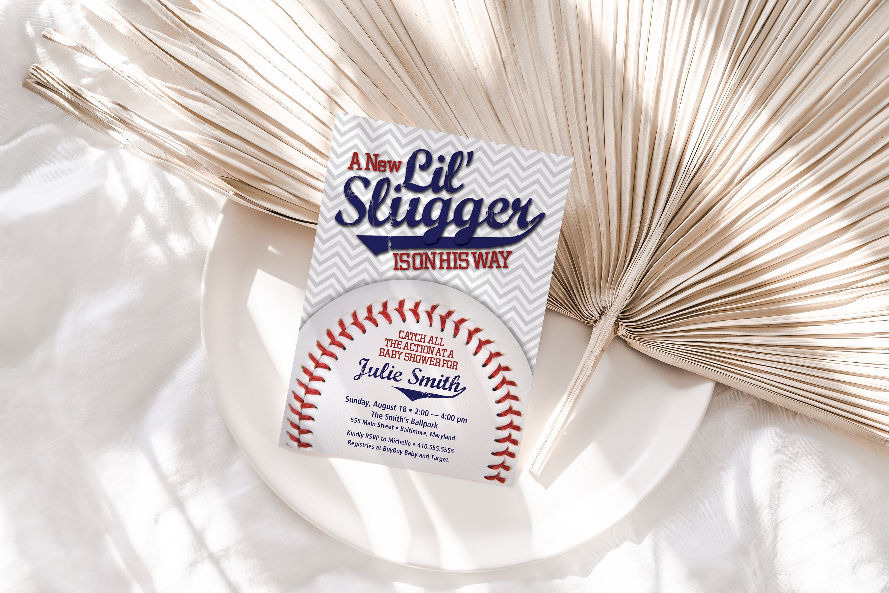 Little Slugger Baseball Baby Shower Invitation