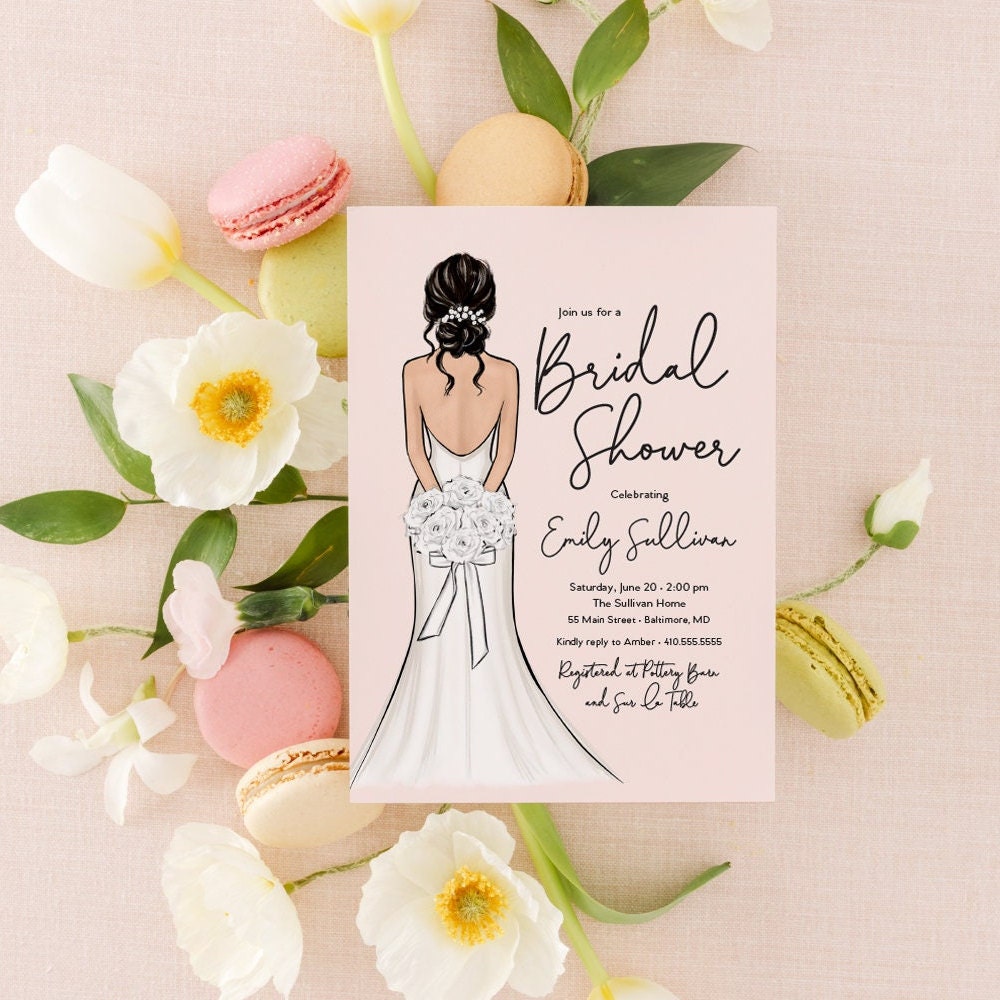bridal shower invitations shaped like a dress Bridal Shower invitation, dress shape invitation, handmade invitation,Quince