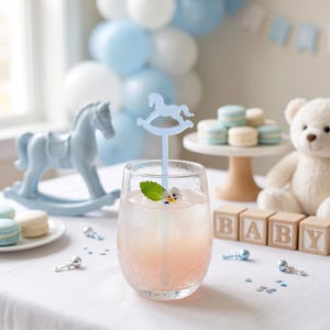 Rocking Horse Drink stirrers for Boy baby shower - cocktail stirrers - acrylic stir sticks - swizzle stick - baby girl sprinkle image 3