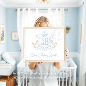Rocking Horse Nursery Print | Grandmillennial Baby Boy Monogram image 6