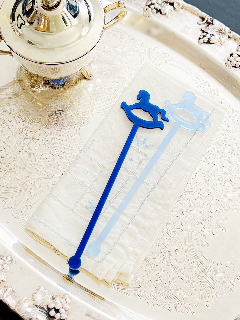 Rocking Horse Drink stirrers for Boy baby shower - cocktail stirrers - acrylic stir sticks - swizzle stick - baby girl sprinkle image 9