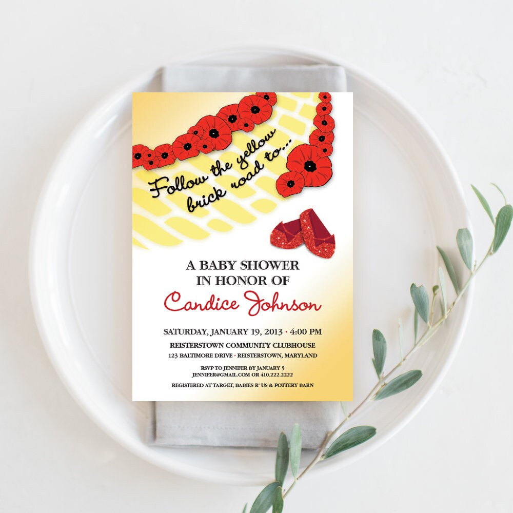 wizard of oz baby shower invitations