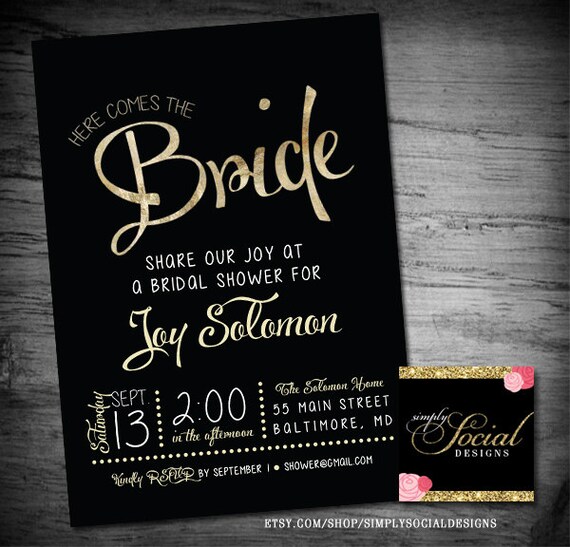 Items similar to Glam Gold Foil Bridal Shower Invitation Printable on Etsy