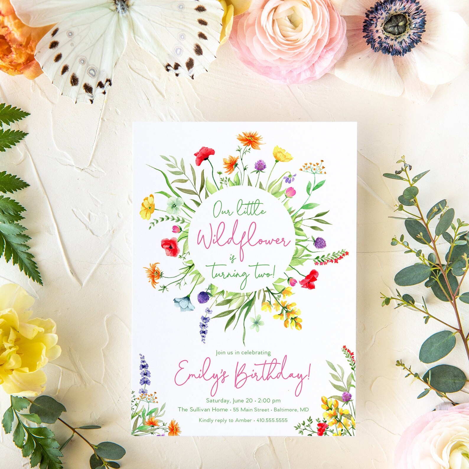 Wildflower Birthday Invitations Our Little Wildflower Etsy