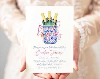 Bridal Brunch Invitation - Brunch & Bubbly Bridal Shower - Champagne Brunch -Bridesmaids Luncheon - Chinoiserie Chic Grandmillenial