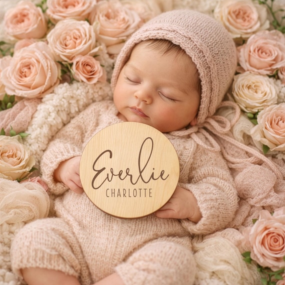 Laser Engraved Baby Name Sign: Birch Wood Newborn Photo Prop - Etsy