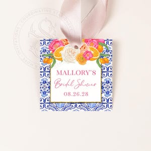 Citrus Bridal Shower Favor Tags - Orange Baby Shower Favor - Square Printed Favor Tag - Italian Bridal Shower PRINTED
