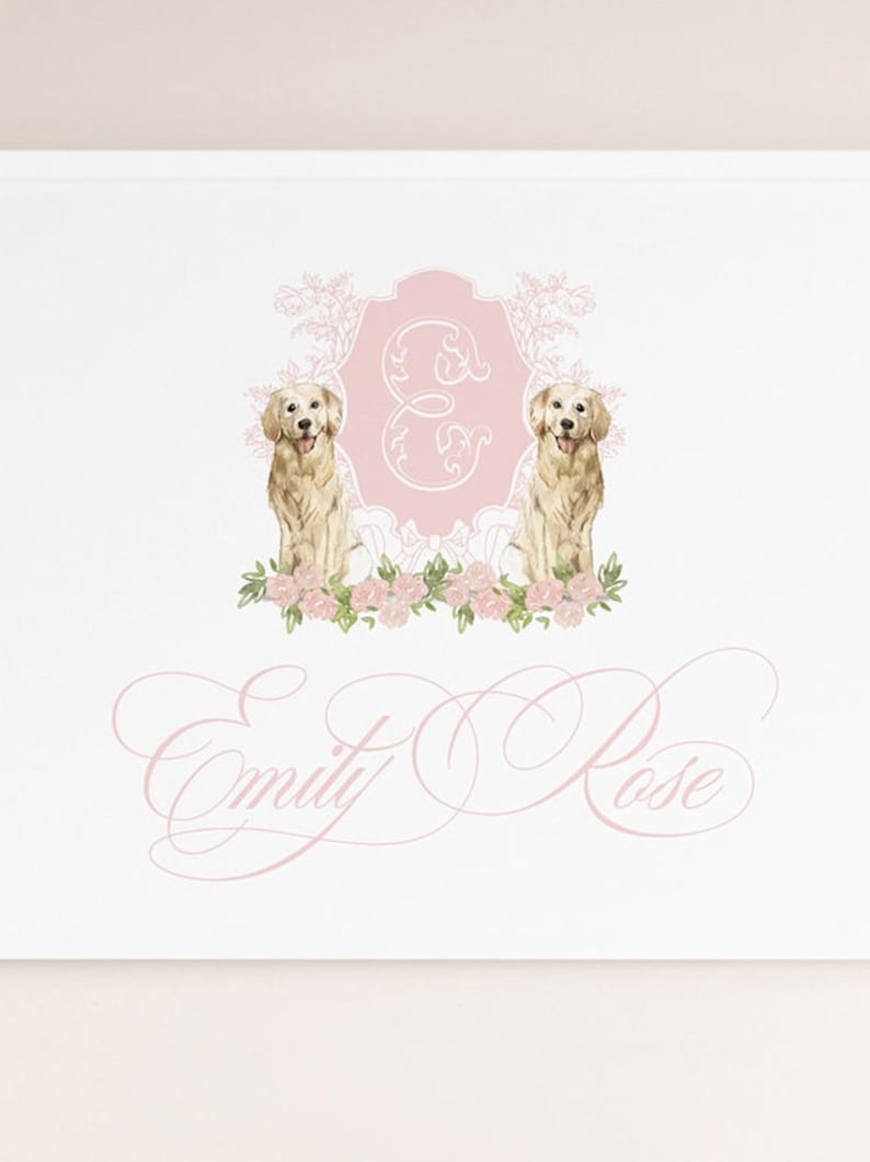 Retriever Cursive Pink Monogram Golden Retriever Nursery Art Print - Etsy