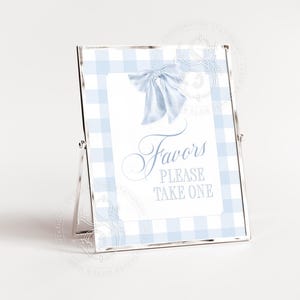 Letrero imprimible de recuerdos para baby shower de niño (8 x 10 pulgadas) con lazo azul